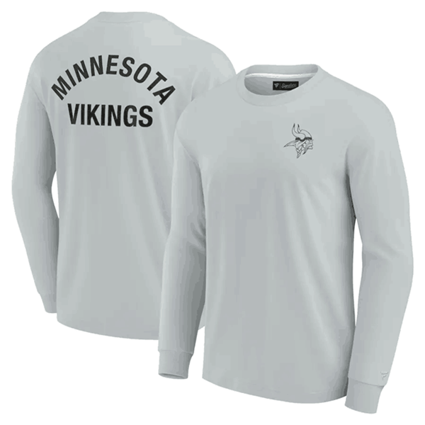 Men's Minnesota Vikings Grey Signature Unisex Super Soft Long Sleeve T-Shirt